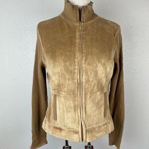 Evan-Picone Matching Two-Piece Velour Full Zip Jacket & Casual Pants Size M EUC